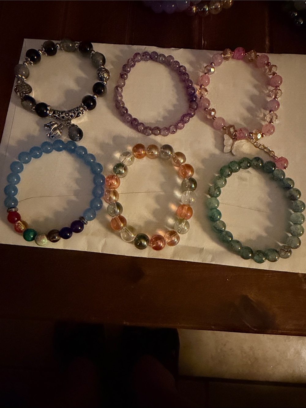 Set of 6 Beaded Stretch Bracelet - multicolor #2